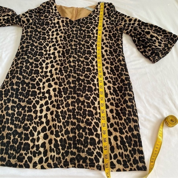 Belongsci Blouse Shirt Fully Lined Leopard Print Tunic with Bell Sleeves Size M - Picture 2 of 10